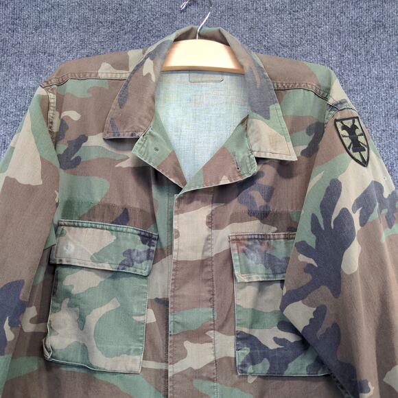 U.S. Army Woodland Camouflage Pattern Combat Coat Size M-Long Cotton Nylon Blend - Picture 7 of 16